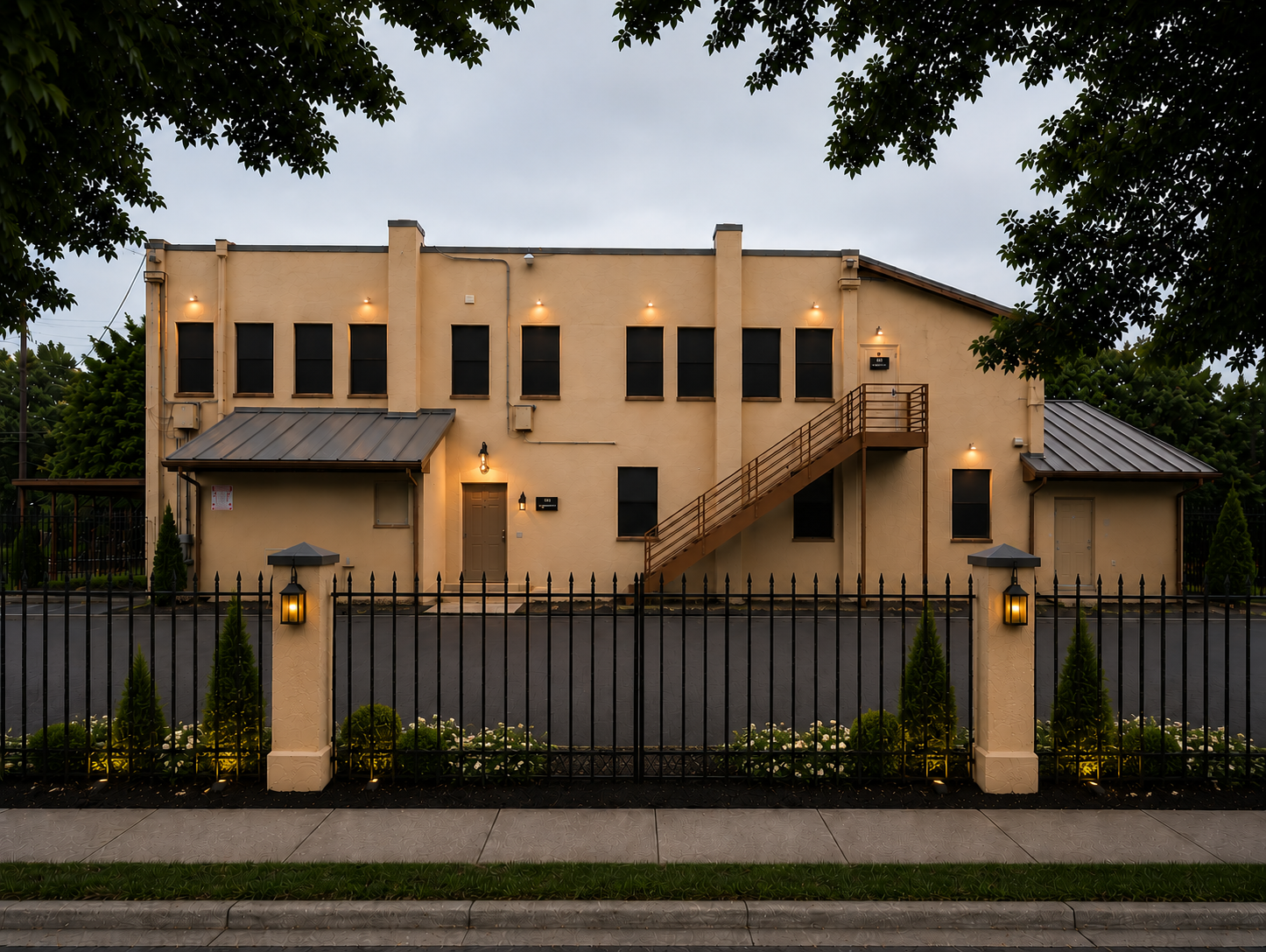 The Ella Austin Orphan Home at dusk